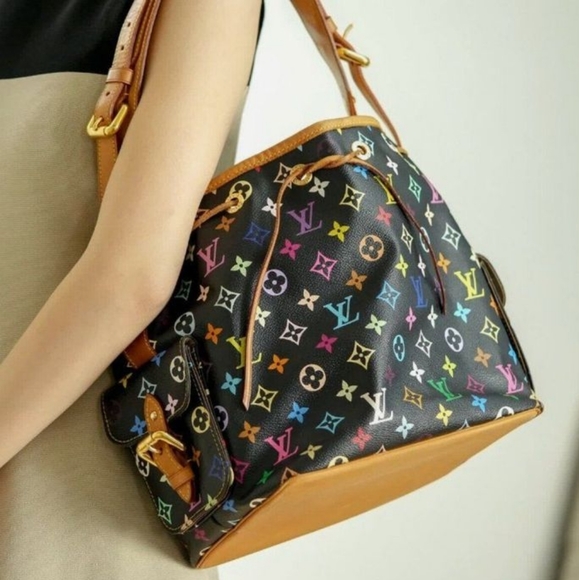 Rare Louis Vuitton LV Black Petit Noe Multicolor Monogram Bag X Takashi Murakami - Picture 1 of 16